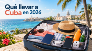 Maleta preparada con artículos esenciales saber qué llevar a Cuba en 2026